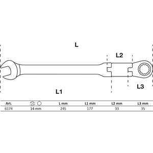BGS Clé mixte à cliquet à double articulation réglable 14 mm - Product Image 2