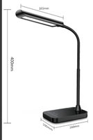 Lampe de bureau LED moderne à bras articulé rotatif en métal, haute luminosité, commande tactile, certifiée VDE, CRI>80, 7W