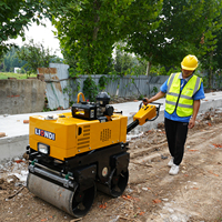 Mini-compacteur routier à moteur diesel 800 kg, à double tambour vibrant entièrement hydraulique, autoporté