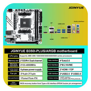 JGINYUE B350i PLUS ARGB AM4 اللوحة الأم AM4 <span class=keywords><strong>Mini</strong></span> <span class=keywords><strong>Itx</strong></span> تدعم R-من سلسلة CPU dddr4 RAM مع واي فاي - Product Image 1
