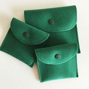 Green Velvet Jewelry <b>Envelope</b> Pouch Faux Suede <b>Gift</b> Wrapping Jewelry Packaging Bags with logo for Jewelry - Product Image 1