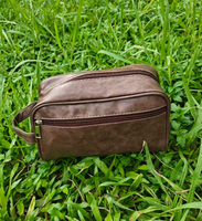 Trousse de Toilette Imperméable en Cuir PU Grande Capacité, Sac de Maquillage Personnalisable, Trousse de Voyage Zippée pour Articles de Toilette