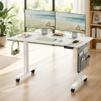 Bureau rectangulaire OEM ODM réglable en hauteur, électrique, avec fonction mémoire, 4 niveaux de hauteur, blanc nuage, sac de rangement, port USB