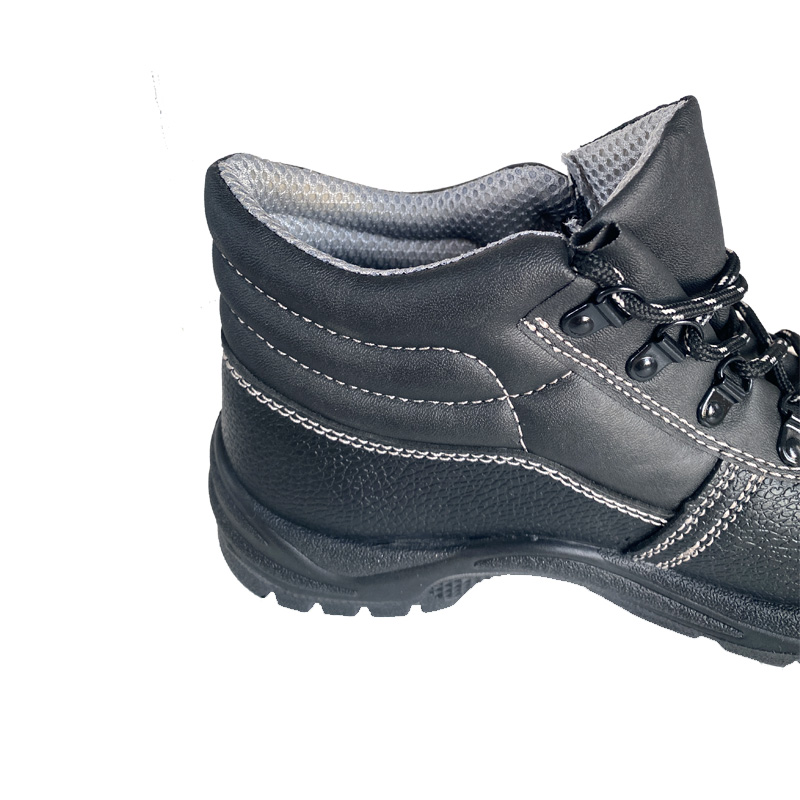 Black cow split leather steel plate en20345 safety boots with shoelaces for men