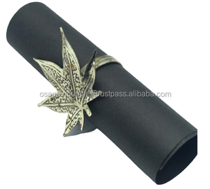 Soporte de anillo para servilletas de diseño de hoja y flor antigua, mesa decorativa, anillo para servilletas de alta calidad - Product Image 1