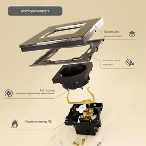 เต้ารับไฟฟ้าแบบยุโรปสีดำ แผงกระจกนิรภัย 16A พร้อมฝาปิดนิรภัยสำหรับเด็ก สำหรับใช้ภายในอาคาร - Product Image 2