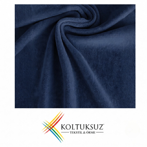 Premium 240gsm Deep Navy Cotton Knitted Velour Fabric 80/20 Cotton Polyester Roll for Wholesale Garments - Product Image 1