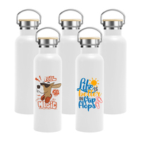 Bouteille d'eau en acier inoxydable personnalisée de 600ml à double paroi isolée sous vide de 20oz à large ouverture avec couvercle en bambou bouteille de sport