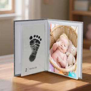 Carte pietra miliare per bambini 15 pezzi Kit per la mano e l'impronta del bambino Album mese di inchiostro blocco per pietra miliare del libro ricordo dell'impronta del bambino - Product Image 4