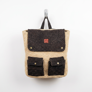Sac à dos en paille tressée avec doublure en polyester, grande capacité, sac fourre-tout, poches avant, sac de voyage quotidien décontracté pour femme - Product Image 5