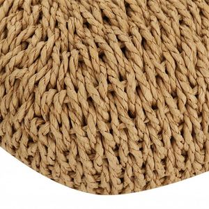 Bolsos de Mano de Gran Capacidad, Bolso de Hombro con Personalidad, Forma Redonda Simple, Bolsa de Madera, Cesta Tejida, Estilo Rústico - Product Image 6