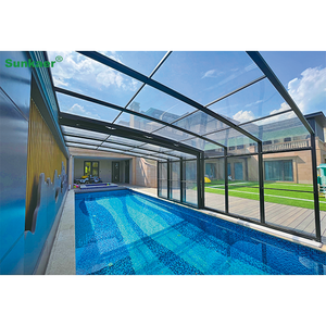 Hiện đại tự động có thể thu vào hồ bơi bao vây không thấm nước trượt mở cho biệt thự ngoài trời phẳng nghiêng mái nhiệt đới - Product Image 6