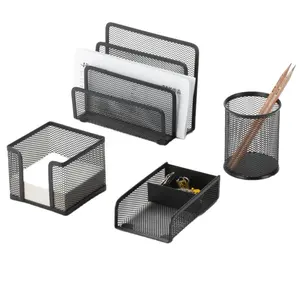 Low price metal mesh office desk table set desktop accessories