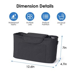 Organisateur <span class=keywords><strong>de</strong></span> <span class=keywords><strong>poussette</strong></span> avec porte-gobelet, sac suspendu, bandoulière, imperméable, durable, pour lingettes, biberons et essentiels, en polyester, grande capacité - Product Image 2