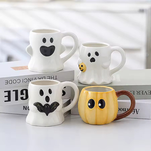 Taza de Cerámica Moderna al por Mayor, Diseño 3D de Cara de Fantasma, 301-400ml, Apta para Microondas y Lavavajillas, Color y Logotipo Personalizables, Regalo para Fiestas - Product Image 5