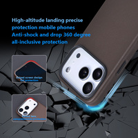 Teléfono magnético de cuero auténtico Nano de lujo personalizado con botón de cámara Ai para iPhone 17 16 15 14 13 12 11 Pro Max Air