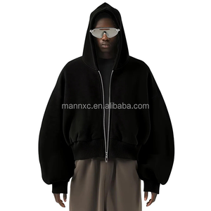 Áo hoodie nam cotton chất liệu French Terry dày dặn, dáng rộng, tay áo trễ vai, khóa kéo, kiểu dáng hộp, có thể tùy chỉnh, trọng lượng 400gsm, 500gsm, 600gsm - Product Image 2