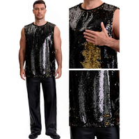 Débardeur à paillettes pour homme adulte, idéal pour la scène, le spectacle, les soirées disco, gilet métallique scintillant sans manches