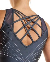 Justaucorps de gymnastique sans manches pour filles, Mystique haut de gamme avec strass scintillants pour l'entraînement et la performance
