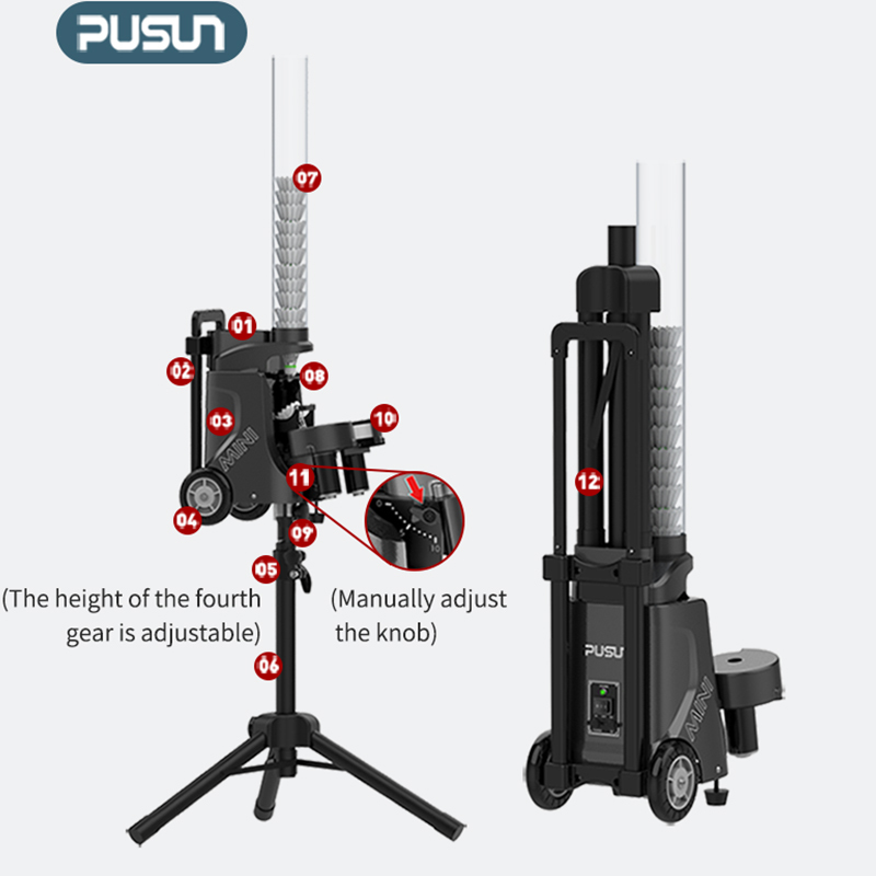 PB-Entry Level Badminton Launcher Manual Controls and Adjustable Launch Frequency for Solo Daily Training Practice