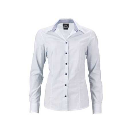 Ladies' Silk Shirt with Stylish Minimal All-Over Print Asymmetrical Collar Formal Style-Available in XS XL Sizes for Spring