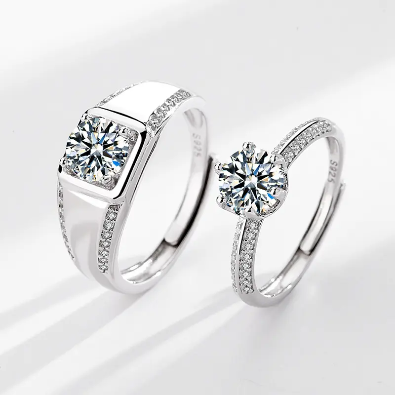 1 Karaat Vrouwen Mannen Paar Ring Set 925 Sterling Zilver Promise Engagement Ring Vvs Moissanite Diamond Wedding Ring