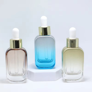 Vente en gros de flacons en verre pour huiles essentielles carrés avec compte-gouttes blancs, 30 ml, flacon cosmétique de beauté, flacon compte-gouttes en verre pour parfum - Product Image 2