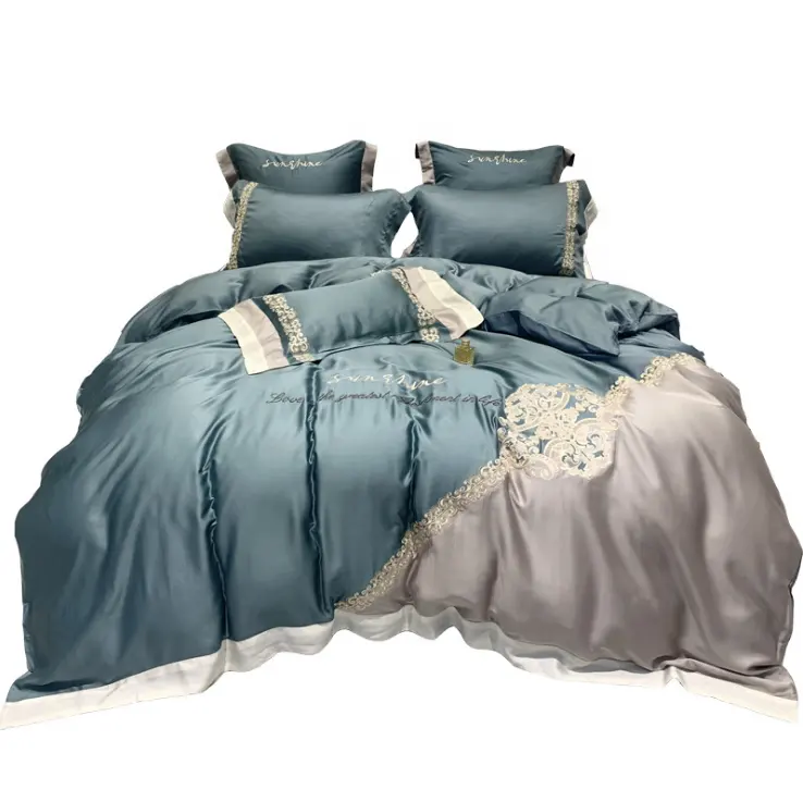Luxury King Size Comforter Sets Embroidery Fluffy Comforter Set
