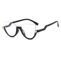 Lunettes de vue anti-lumière bleue demi-cerclées de luxe personnalisées 2026, monture diamant