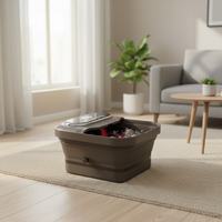 Bassin de pédicure pliable électrique en céramique chauffant avec jets d'eau, spa pour les pieds à bulles, masseur infrarouge à contrôle de minuterie, favorise la relaxation