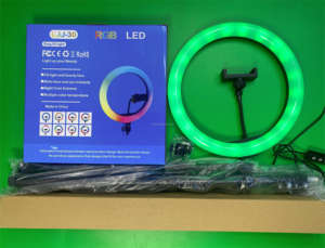 Anneau lumineux LED RGB de 12 pouces avec trépied et support de téléphone pour TikTok, YouTube, séance <span class=keywords><strong>photo</strong></span>, vidéo en direct, maquillage - Product Image 4