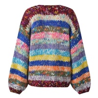 Cardigan en laine fait main pour femme, style formel, respirant, couleur bonbon, avec boutons, en crochet, automne-hiver, tricoté, à manches chauve-souris et bordure en fourrure