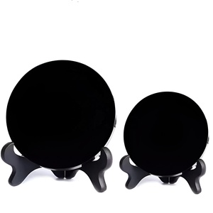 Plaque ronde en obsidienne noire naturelle en gros, artisanat en cristal naturel, <span class=keywords><strong>miroir</strong></span> en dalle d'obsidienne pour la décoration intérieure - Product Image 3