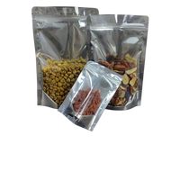 En stock et sur mesure, sachets refermables en mylar avec fermeture éclair, face avant transparente, dos argenté, doré ou or, pour l'emballage alimentaire