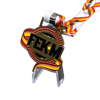 Anpassbare Zinklegierung Antik-Gold-Plattierte Emaille-Medaille mit Themenband für Teamwettbewerbe