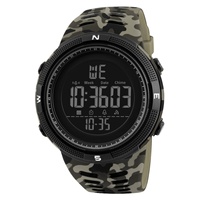 Montre sport numérique SMAEL 1915, camouflage tendance, résistante à l'eau, chronographe en plastique pour homme, affichage LED, alarme, chronomètre, 5 BAR