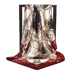 Bufanda de seda para mujer, nuevo estilo, 88x88cm, estampado por sublimación, 100%