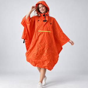 Impermeable con Capucha, Resistente al Viento, Color Naranja Brillante, para Adultos, con Bolsillo Frontal con Cierre, para Camping y Senderismo al Aire Libre - Product Image 1