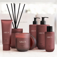 Diffuseur de parfum à bâtonnets et bougie parfumée AIKUN, finition mate dépolie, rechargeable, longue durée, aux huiles essentielles naturelles, coffret cadeau pour la décoration intérieure