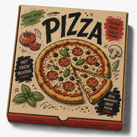 Boîtes à pizza sur mesure en carton ondulé avec revêtement UV, gaufrage, pelliculage mat et impression