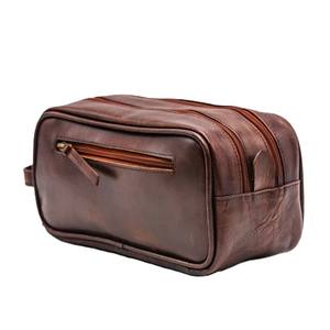 Classic Leather <b>Toiletry</b> <b>Bag</b> For <b>Men</b> And Women Versatile Durable Travel Dopp Kit With Smooth Leather Finish Soft Touch Material - Product Image 5