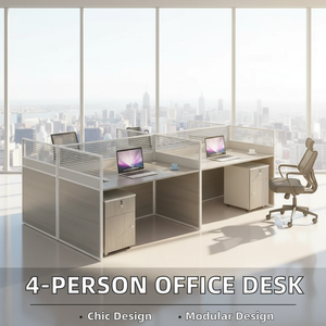 Estación de Trabajo de Oficina Compartida Personalizada de 4 Plazas para Edificios de Oficinas y Agentes Bancarios - Product Image 2