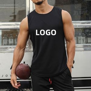 Custom Brand Printed Men Polyester <b>White</b> <b>Tank</b> <b>Top</b> Sleeveless Gym Training Wear for Fitness Club Corporate Promotional Gifts - Product Image 1