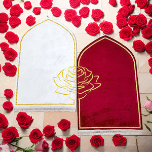 Tapis de prière moderne en polyester à motif floral pour <span class=keywords><strong>couple</strong></span>, confortable, en mousse douce, velours kilim épais, imprimé, nouveauté, pour la maison, prière musulmane - Product Image 1