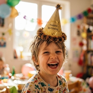 Großhandel Kleine Glänzende Geburtstags-Papierhüte Perlmuttfarbene Karton-Partyhüte mit Glitzer-Pompons und Elastikband - Product Image 2