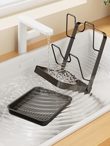 Support de couvercles de cuisine à 2 niveaux avec plateau d'égouttage amovible, organisateur de comptoir multifonctionnel pour couvercles de casseroles, planches à découper et ustensiles - Product Image 2