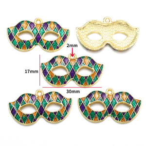 Carnival Vòng đeo tay làm, lấp lánh men Mặt nạ Fleur de LIS Jester hat Mặt dây chuyền quyến rũ cho DIY Mardi Gras phụ kiện thủ công Quà Tặng - Product Image 4