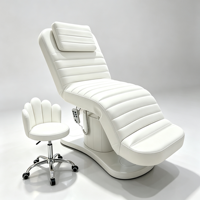 Fauteuil de soin esthétique en cuir PU, réglable en hauteur, inclinable et rotatif, lit de spa facial cosmétique avec tabouret de salon en forme de coquille