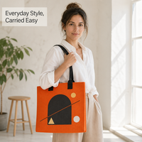 Sac fourre-tout en feutre à imprimé géométrique moderne, sac à main réutilisable, logo personnalisé, sac cadeau pour mariage, anniversaire, baby shower, fête
