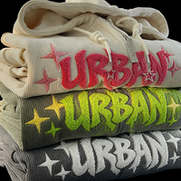 Sudadera con capucha y cremallera para hombre, de tela de pana oversize, con hombros caídos, bordado de chenilla de algodón, personalizada OEM, al por mayor